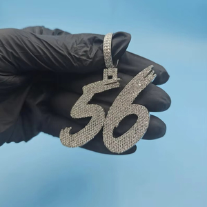 Pendentif personnalisé en moissanite sertie de 56 pierres, style hip-hop, pour rappeur, fête, en argent sterling 925, bijoux fins, pendentifs et breloques - Product Image 1