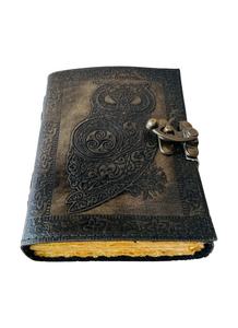 สมุดบันทึกหนังรูปนกฮูกสลักลายวินเทจหนังสือคาถาสำหรับสวดมนต์ขนาดใหญ่สมุดบันทึกการเขียนไดอารี่วางแผนแม่มด - Product Image 5