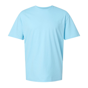 T-shirt décontracté pour homme, bleu clair, à manches courtes, col rond, 100 % coton, jersey respirant, écologique, séchage rapide, couleur unie - Product Image 3
