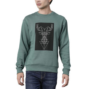 Sudadera casual de color liso antipilling con cuello redondo y estampado serigrafiado para hombre, la más vendida. - Product Image 6