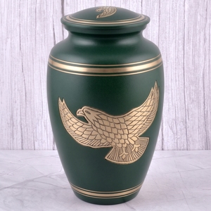 Purple and Silver Eagle Brass Adult Cremation Urn with Matte Finish for Human Ashes, Funeral <b>Memorial</b> and Burial Urn - Product Image 2