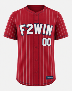 F2WIN เสื้อเบสบอลสีขาวลายทางแขนสั้นกระดุมด้านหน้าสำหรับผู้ใหญ่ระบายอากาศได้ดีแห้งเร็ว 100% โพลีเอสเตอร์ชุดกีฬา - Product Image 3