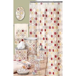 12pc Unique Design Beige Sheer Shower <b>Curtain</b> Set with Fun <b>Hooks</b> Unique D Pattern <b>Curtain</b> for a Stylish Bathroom - Product Image 3