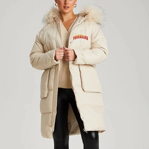 Chaqueta Acolchada de Invierno para Mujer de Alta Calidad, Cálida, Transpirable, con Capucha de Forro Polar de Algodón, Diseño Sólido, Logotipo Impreso en 3D, Tejido de Algodón - Product Image 1