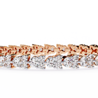 Bracelet tennis en or rose avec diamants de laboratoire taille brillant rond, bijoux pour femme, cadeau de fiançailles et de mariage, diamant en argent 92,5