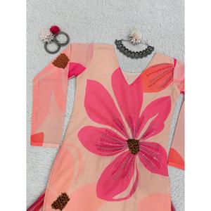 FANCY GEORGETTE IMPRESIÓN DIGITAL HILO TRABAJA KURTI CON PALAZZO GAJRI - Product Image 1