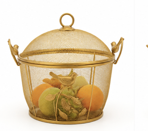 Corbeille à fruits en métal doré avec motif d'oiseau, couvercle décoratif, support à fruits de table, décoration de cuisine, salle à manger, maison, rangement - Product Image 6