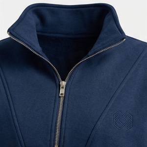 Conjunto de 2 Piezas de Felpa para Mujer, Sudadera con Cierre y Cuello Alto y Pantalones Cortos por Encima de la Rodilla, Color Sólido, Corte Holgado, para Todas las Temporadas - Product Image 4
