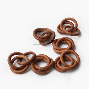 Anneaux de serviette en bois écologiques classiques modernes, forme ronde, 4,5 cm, durables, décoration de table de Noël - Product Image 4