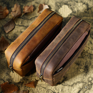 Crazy Leather Toiletry Bag Women Dopp <b>Kit</b> Bag for Men <b>Shaving</b> Bag. - Product Image 3