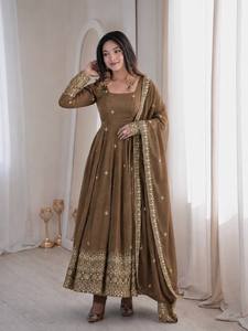 <b>Presenting</b> New Ready Wear Spacial Fancy Design Embroidery Sequence Work Rangoli Crush Silk Floor-Length Stretchable Wrinkle-Free - Product Image 3