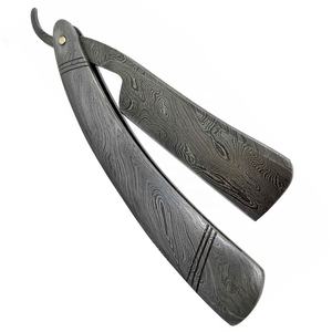Afeitadora Manual plegable de una sola hoja de acero de Damasco forjado hecho a mano, afeitadora facial para hombre, recta 58-60 maquinilla de afeitar, dureza Rockwell - Product Image 4