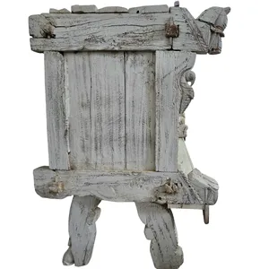 <b>Vintage</b> Hand Carved Wooden Damchiya One Door Storage Cabinet Wedding Chest <b>Console</b> Side <b>Table</b> Traditional Indian Furniture - Product Image 4