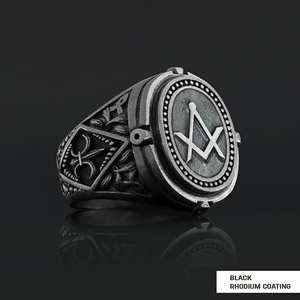 Bague Maçonnique BOJ 025 Personnalisée Unisexe, Bague Chevalière Maître Maçon du Texas, Style Hip Hop Argenté, Prix Bas - Product Image 4