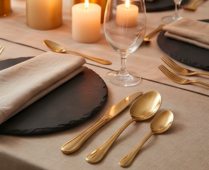 Elegant <b>Gold</b> Flatware Set High Mirror Polish Dishwasher Safe Metal <b>Utensils</b> For Wedding Dinnerware And Home Use - Product Image 1