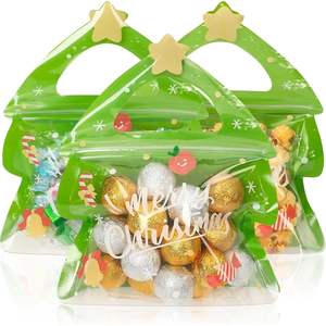 <b>Christmas</b> <b>Tree</b> Gift Bags 24 Pcs Reusable Plastic With Handles For Holiday Gift Wrapping Supplies - Product Image 1