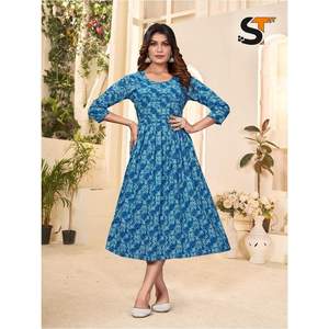 Atractivo trabajo de algodón estampado de una pieza azul Achkan/Sherwani HECHO DE Modal - Product Image 1