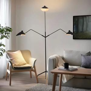 Lampe sur pied moderne noire en forme d'arc avec abat-jour en verre pour éclairage de lecture à côté du canapé - Product Image 1