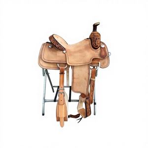 Selle d'équitation anglaise en cuir de buffle véritable, durable et confortable, avec design gravé, pour la course et l'équitation européenne. - Product Image 3