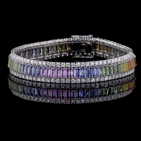 Pulsera de tenis con diamantes cultivados en laboratorio, corte brillante, engaste pavé, oro blanco de 14K, chapado en rodio, clásica, unisex, para aniversario