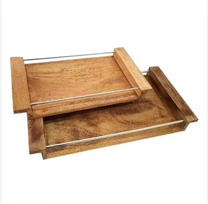 <b>Large</b> Eco-Friendly Biodegradable Acacia Wood Luxury Elegent Serving <b>Tray</b> Customized Handles Durable Dishwasher Safe Modern - Product Image 1