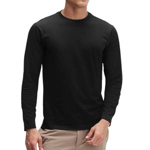 Camiseta de Manga Larga de Algodón Negro Premium para Hombre, Transpirable, Informal, Estilo Urbano, Ajuste Suave, Fabricante OEM - Product Image 4