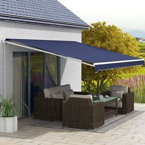 Tenda Parasole Elettrica Retrattile Blu 16FT X 10FT con Telecomando e Manovella per Terrazza e Balcone - Product Image 2