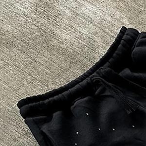 Pantalon de survêtement à rayures pour hommes pantalon de survêtement unisexe/pantalon évasé en polyester avec strass et logo personnalisé - Product Image 4