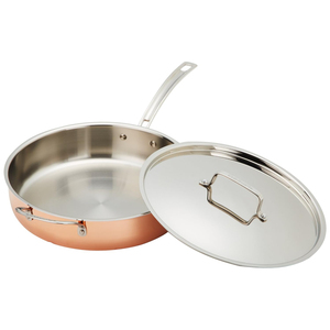 High Quality Professional Tri-Ply Copper <b>Frying</b> <b>Pan</b> with Matching Lid Heavy Duty Solid Copper Skillet for Home and Hotel Kitchen - Product Image 5