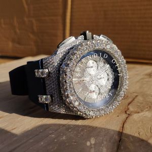 Reloj de Lujo para Hombre con Caja de Diamantes Moissanite, Análogo de Cuarzo, Números Romanos, Cierre Oculto, Cristal de Zafiro de 28 mm, Movimiento ETA - Product Image 5