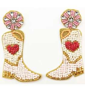 Pendientes de cuentas personalizables con diseño de bordado, joyería artesanal festiva de moda con logotipo bordado y abalorios. - Product Image 4