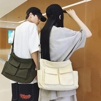 Tas Hobo Kanvas Coklat Kapasitas Besar Multi Saku Kasual Wanita Tas Bahu Belanja Perjalanan Tas Jinjing Harian Unisex Penutup Ritsleting