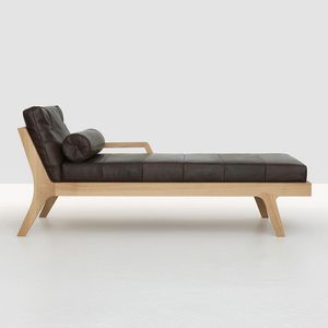Sofá Cama de Estilo Japonés Simple con Estructura de Madera Maciza y Colchón de Cuero Suave para una Decoración Interior Minimalista y Elegante - Product Image 1