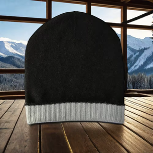 Unisex Custom Logo Winter Beanie Wholesale Hand Knitted Cashmere Folding Edge Hat Stylish Rib Border Soft Warm for Casual Size - Product Image 2