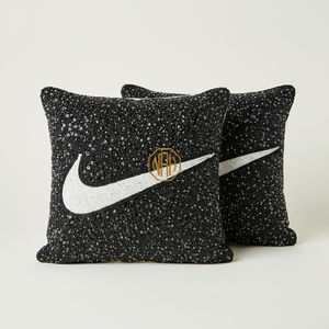 Funda de Cojín Decorativa Cuadrada 100% Poliéster con Bordado Artístico de Cuentas y Diseño Estampado, Funda de Almohada para Decoración del Hogar - Product Image 5