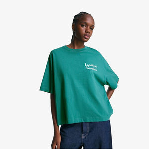 Camisetas Cortas de Algodón 100% para Mujer, Corte Regular, Estilo Vintage de Verano, Camisetas Casuales de Manga Corta, Transpirables, Ecológicas, Jersey OEM - Product Image 1