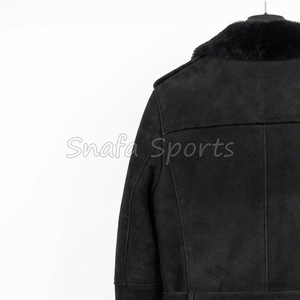 Wholesale <b>Men's</b> <b>Shearling</b> Black Sheepskin Leather <b>Jacket</b> with Fur Collar Classic and Trendy Winter Wear leather <b>Jacket</b> - Product Image 6