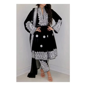 Robe longue afghane artisanale originale pour femmes, nouvelle collection, couleur unie, broderies, pour adultes. - Product Image 4