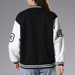 Breathable Women's Custom Woolen Embroidery <b>Winter</b> Fleece <b>Quilted</b> Printed Jacket Cotton Shell Letterman Varsity Jacket - Product Image 6