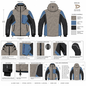 Men's Hooded Color Blocked Ski <b>Jacket</b> <b>Waterproof</b> Zipper Front Synthetic Insulated Outdoor Wear - Product Image 6
