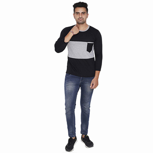 Men's Light Blue Cotton <b>T</b>-<b>Shirt</b> Short Sleeve O-Neck <b>Pocket</b> Casual Wear <b>T</b> <b>Shirt</b> Regular Fit <b>T</b> <b>Shirt</b> Solid Color Jersey Knit - Product Image 4