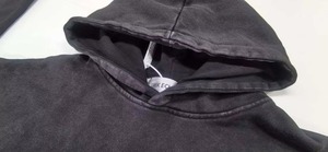 <b>Men's</b> Casual Black Plain Dyed 100% Cotton Fleece Quick Dry Hoodie and Flare Sweatpants Set Oversized Raw Hem for Autumn - Product Image 6