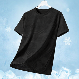 T-shirt de sport décontracté d'été pour homme, grande taille, en soie glacée, à séchage rapide, respirant, col rond, coupe ample, avec broderie de logo personnalisée OEM - Product Image 2