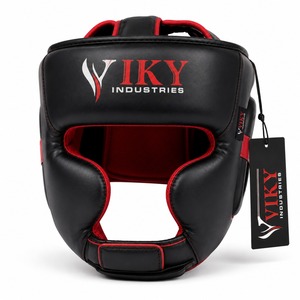 Protection de tête pour entraînement de boxe professionnel, logo personnalisé, protection intégrale du visage, respirant, fermeture à scratch, unisexe, PU de haute qualité - Product Image 1