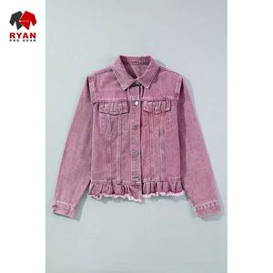 Ryan Pro Gear <b>Customized</b> <b>Denim</b> <b>Jacket</b> For Women Breathable and Comfortable Fabric with <b>Customized</b> Logo OEM Design - Product Image 4