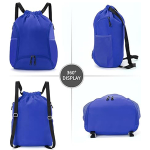 SHAGHAF SPORTS WEAR Custom Blue Microfiber <b>Drawstring</b> Backpack for Men Women | <b>Waterproof</b> Sports Gym <b>Bag</b> | Lightweight Travel - Product Image 3