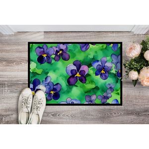 Felpudo de acuarela de Violetas de madera de Wisconsin, antideslizante para interiores y exteriores, 24H X 36W, alfombra de pila baja para entrada delantera, felpudo lavable para puerta - Product Image 2