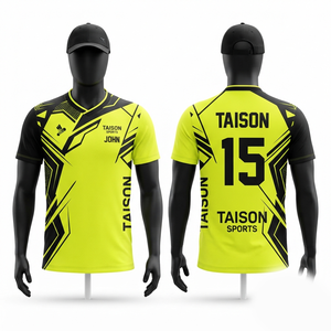 เสื้อแบดมินตันโพลีเอสเตอร์พรีเมียม 240 กรัม สีเขียวมะนาว-ดำ พิมพ์ลายด้วยความร้อน แห้งเร็ว ใส่ได้ทุกเพศทุกวัย ทุกฤดูกาล รับสกรีนโลโก้ - Product Image 1