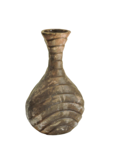 Decorative Metal Flower <b>Vase</b>, Rustic Antique Brown Ribbed Finish, Vintage Style Tabletop Planter for Home & Office Decor - Product Image 2