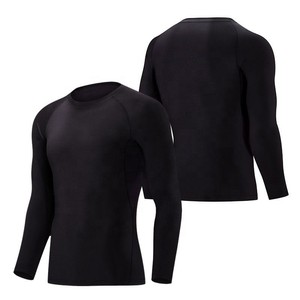Men <b>Long</b> <b>Sleeve</b> Rash Guard <b>Black</b> Quick Dry Polyester Full <b>Sleeve</b> Sports <b>Top</b> Adult Size Anti-UV <b>Gym</b> Workout rash guard OEM ODM - Product Image 2